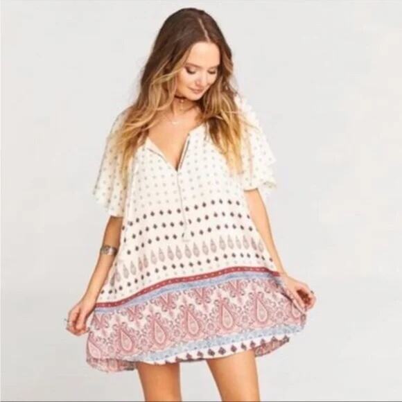 Show Me Your Mumu Flutter Sleeve Tassel Tie Tunic Size X-Small, Oversized - Picture 2 of 12